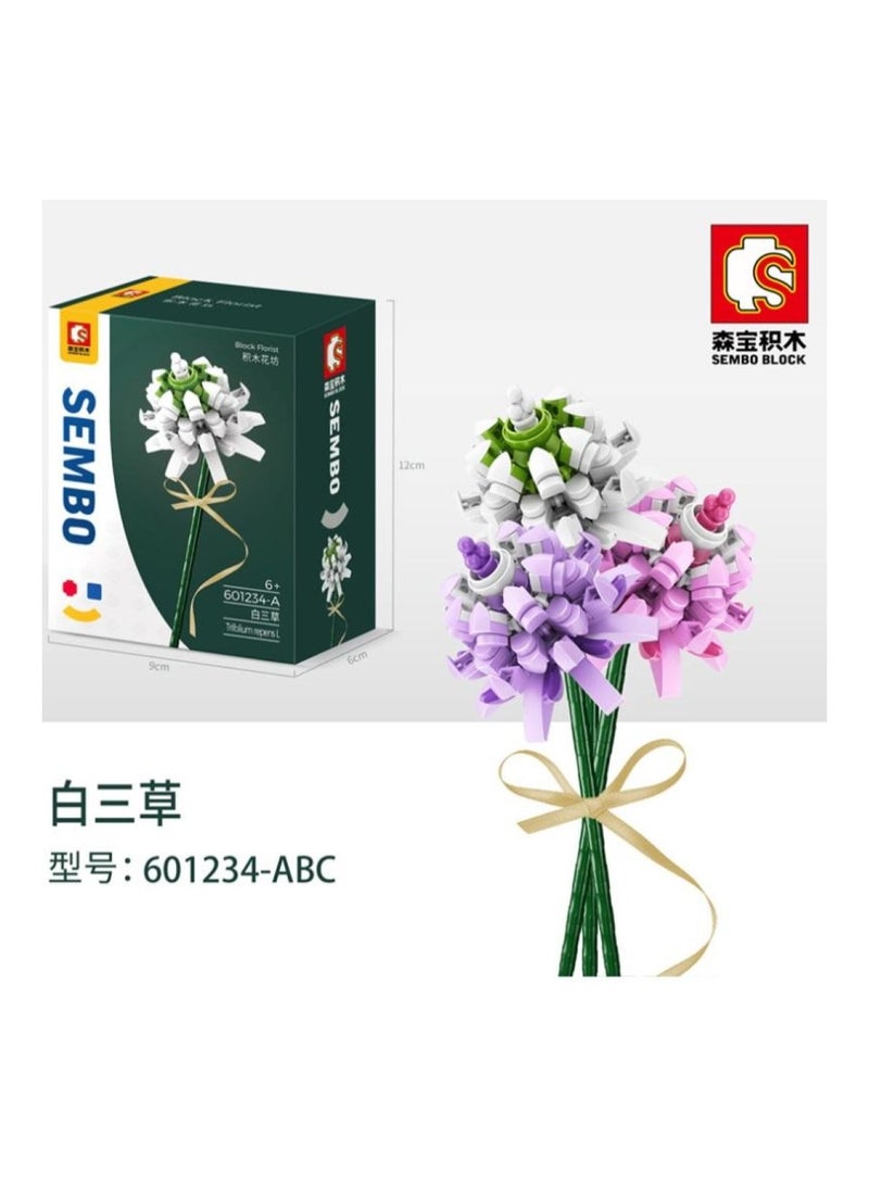 Sembo 601234ABC - Clover Flower building blocks - White Pink Purple - Image 3