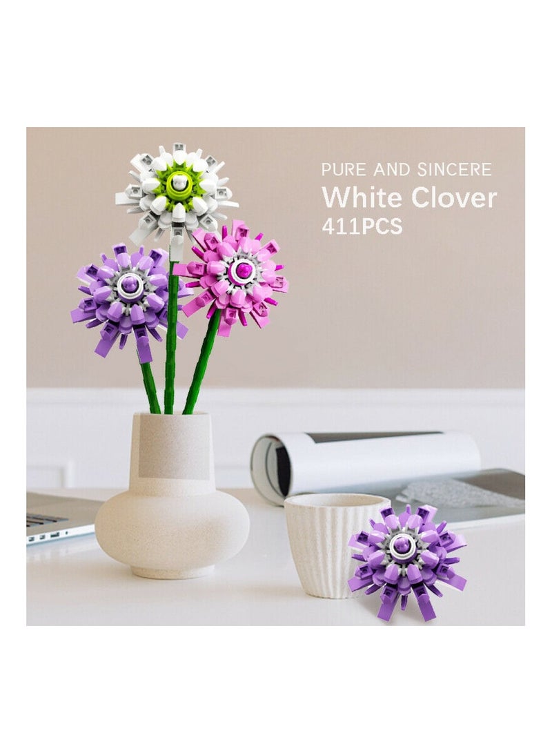 Sembo 601234ABC - Clover Flower building blocks - White Pink Purple - Image 2