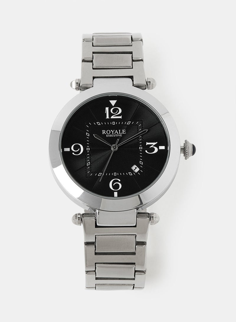 Royale Mega Round Shape Analog Wrist Watch RE104 B - 40mm - Silver - Image 1