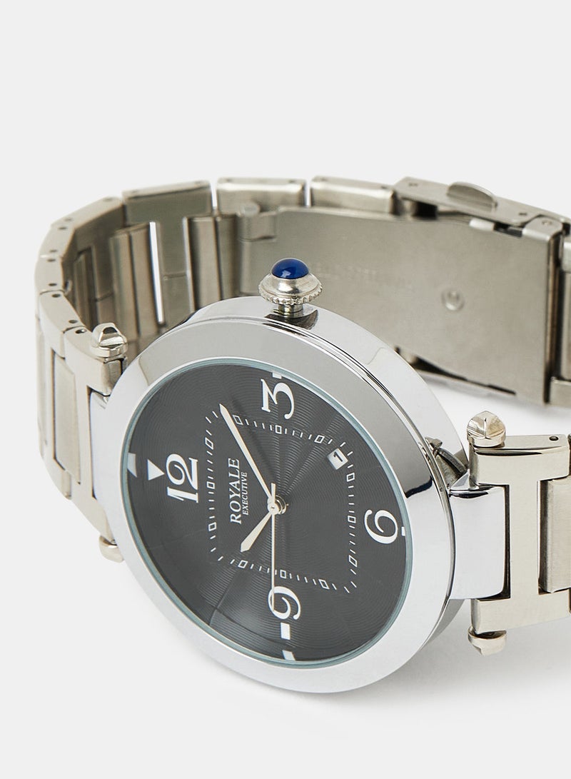 Royale Mega Round Shape Analog Wrist Watch RE104 B - 40mm - Silver - Image 3