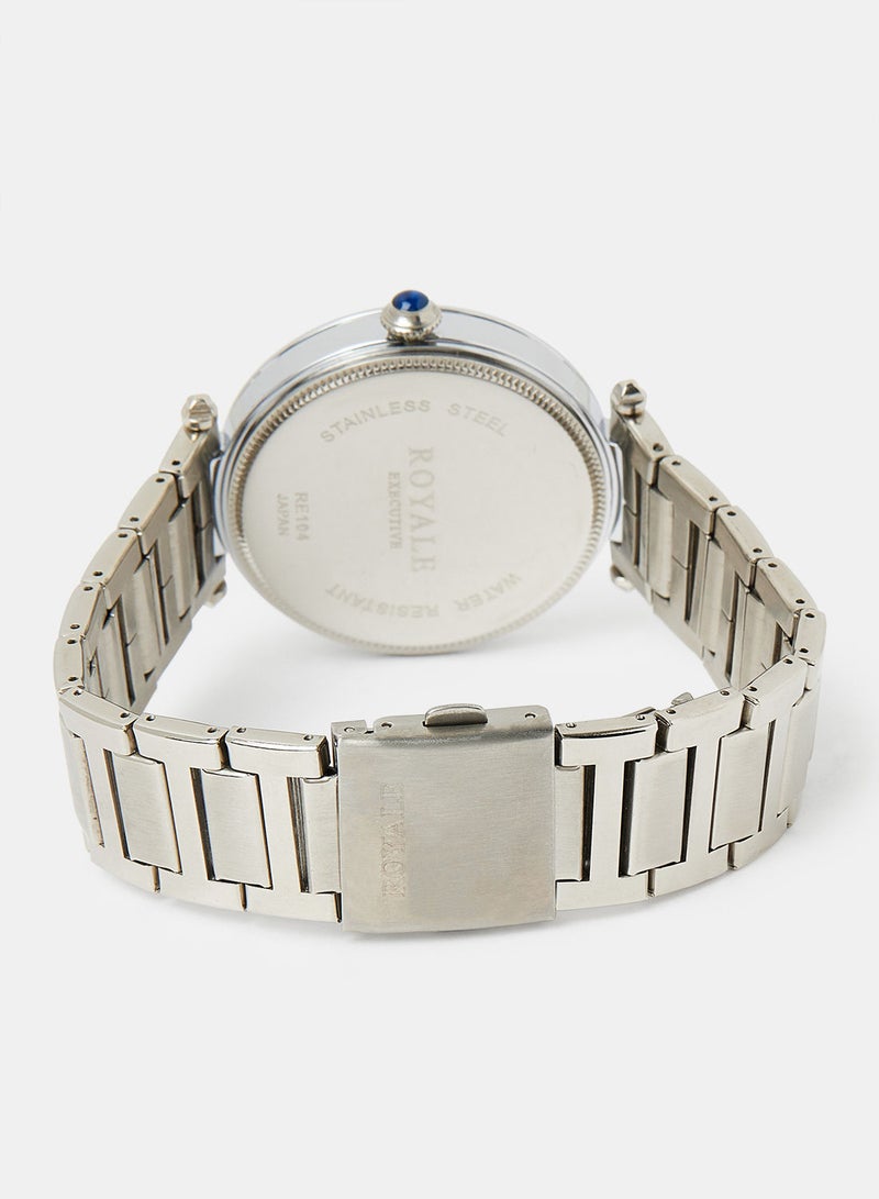 Royale Mega Round Shape Analog Wrist Watch RE104 B - 40mm - Silver - Image 2