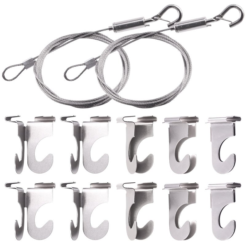 Glarks 12Pcs 2 Inch Drop Ceiling Hooks with Hanging Wire Set 10 Pack Ceiling Hangers and 2Pcs Adjustable Stainless Steel Wire with Loop and Hook for Hanging Plants Lights Decorations up to 20 lbs - Image 2
