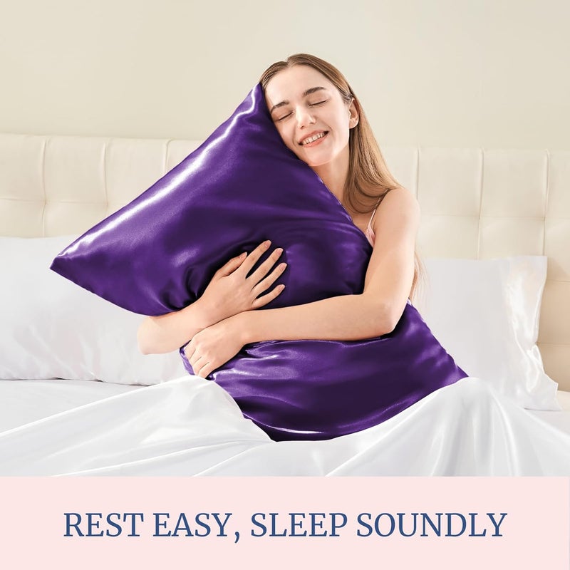 BEDELITE Spec upgraded improved quality Satin Pillowcase for Hair and Skin, Super Soft and Cooling Similar to Silk Pillow Cases 2 Pack with Envelope Closure, Gift for Women Men(20"x36" King Size, Plum Purple) Multi option design - Image 5