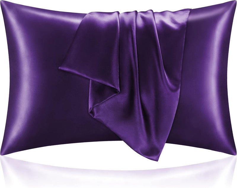 BEDELITE Spec upgraded improved quality Satin Pillowcase for Hair and Skin, Super Soft and Cooling Similar to Silk Pillow Cases 2 Pack with Envelope Closure, Gift for Women Men(20"x36" King Size, Plum Purple) Multi option design - Image 1