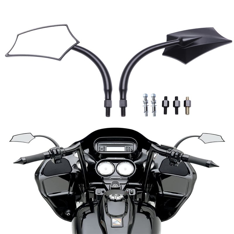 DREAMIZER Motorcycle Mirrors for Handlebars  Universal 8MM 10MM Side Mirror for Street Electra Glide Road King Street Dyna Bob Softial SportsterBlack