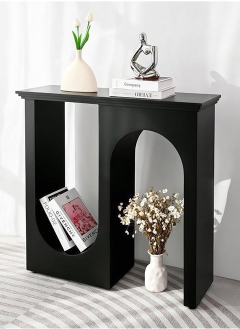 Italian Light Luxury Double Arc Narrow Entryway Table Minimalist Modern Decorative Console Table Rectangular Storage Stand Display Table for Foyer Entryway Living Room Hallway 110x32x104 cm (Fully Assembled)