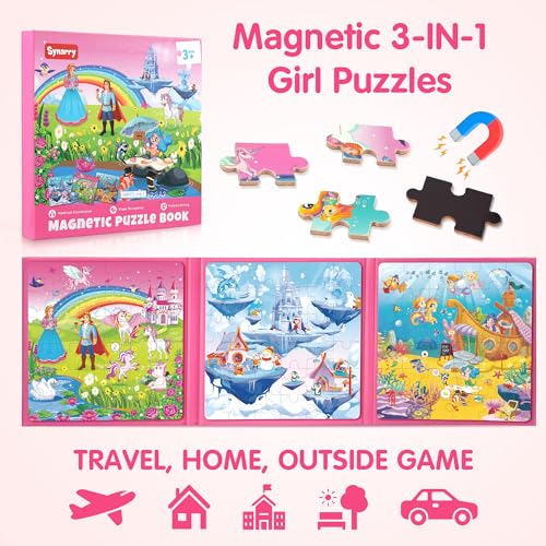 SYNARRY Unicorn Princess Mermaid Magnetic Puzzles for Toddlers 35 36 Pieces Travel Puzzles for Kids Ages 48 Easter Basket Stuffers Gifts for Kids Car Airplane Road Trip Activities Toys - Image 5