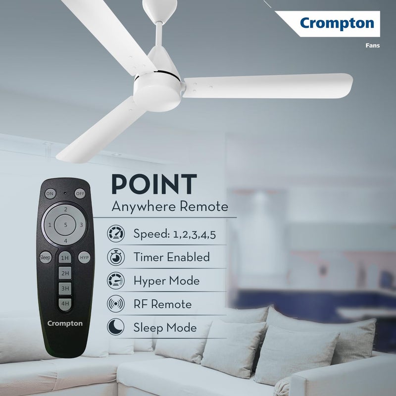 Crompton مروحة سقف كرومبتون إنيرجيون هايبرجيت 1200 مم بمحرك BLDC | تحكم عن بعد بنقطة توجيه | تصنيف 5 نجوم من BEE لتوفير الطاقة | توصيل هواء فائق | مقاومة للصدأ | ضمان المصنع لمدة عامين | أبيض عاجي - Image 5