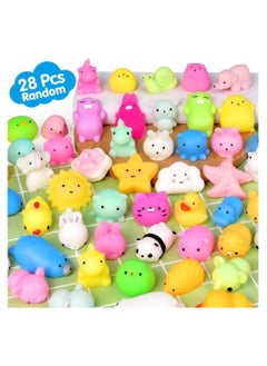NNEWVANTE Mochi Squishy Toys, 28PCS Animal Mini Squishies Kawaii Party Favors for Kids Cat Unicorn Squishy Squeeze Stress Relief Toys Goodie Bags Novelty Toy Gifts for Boys Girls Adults, Random  - Image 1