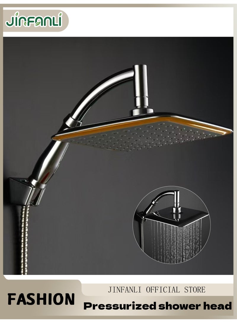 جين فان ل أنا مجموعة رأس دش مطري مربع الشكل، أنبوب تمديد، كروم، للحمام - 9 بوصات - Image 1