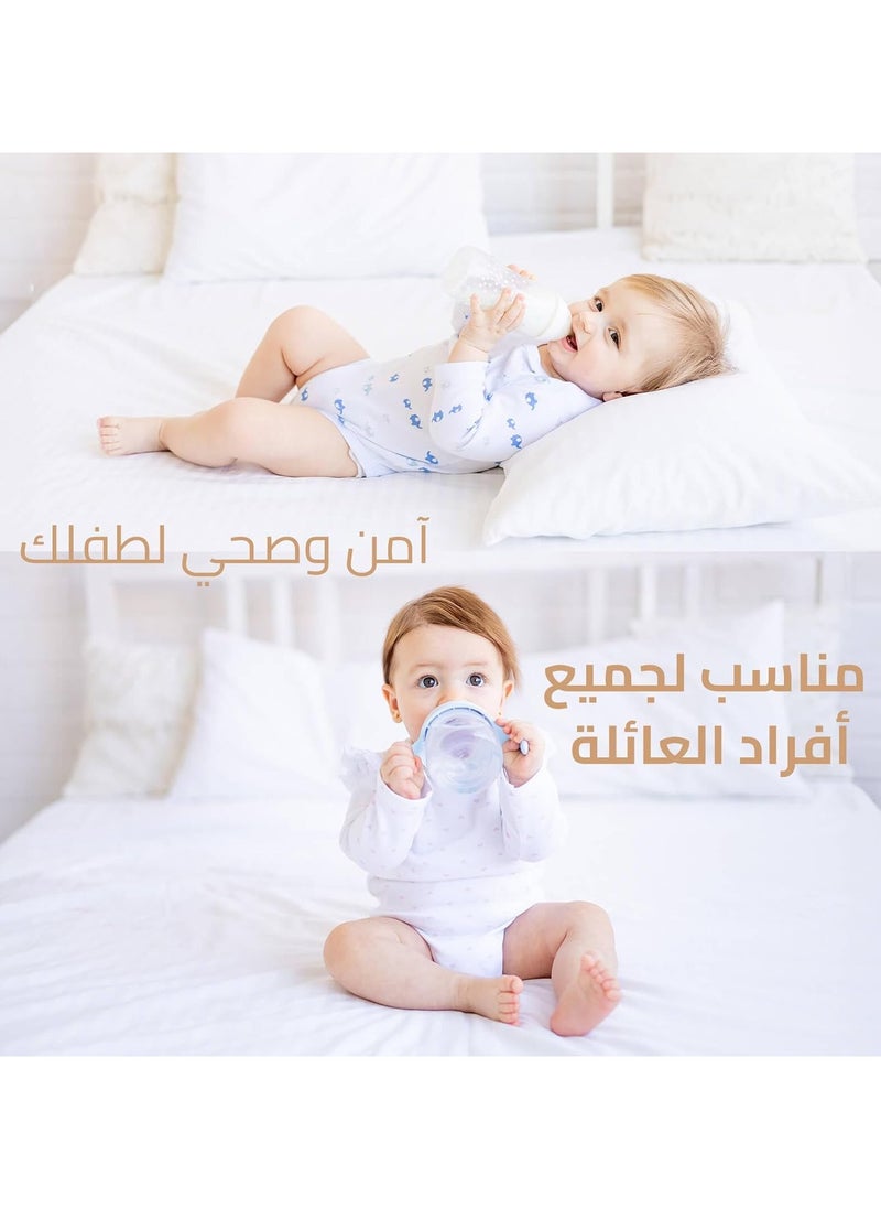 سمارت هوم - غطاء واقي لحماية المرتبة ممتاز مقاوم للماء ، ناعم وجيد التهوية مع حواف مطاطية محكمة حتى ارتفاع  ٣٠ سم، مقاس كوين كبير، قطن ابيض ١٢٠*٢٠٠*٣٠ سم - Image 1