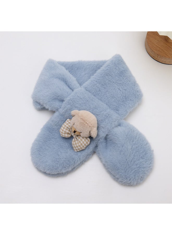 Cute Cartoon Plush Kidsren's Scarf Autumn And Winter Warm Cross Neck Scarf For Boys And Girls Thickeneded Cold-proof Neck Protector