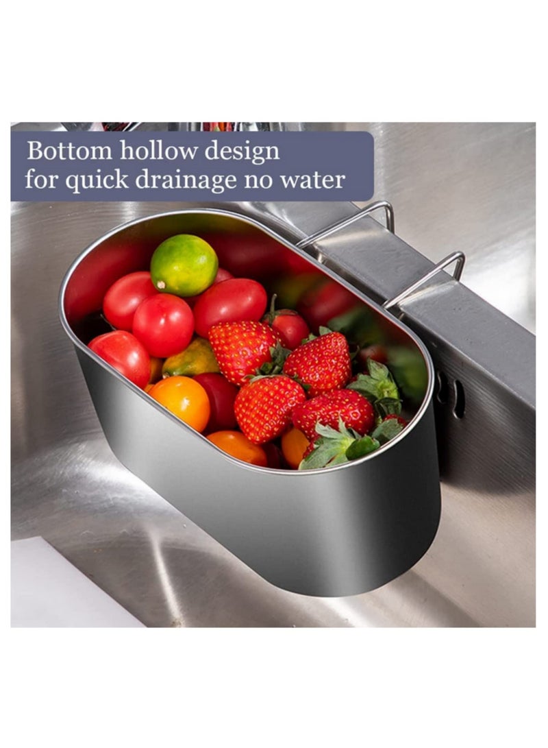 1PCS Multifunctional Hanging Sink Strainer Colander Drain Basket Stainless Steel Sink Drain Strainer Basket for Filter Kitchen Waste and Wash Vegetables Fruits - Image 5