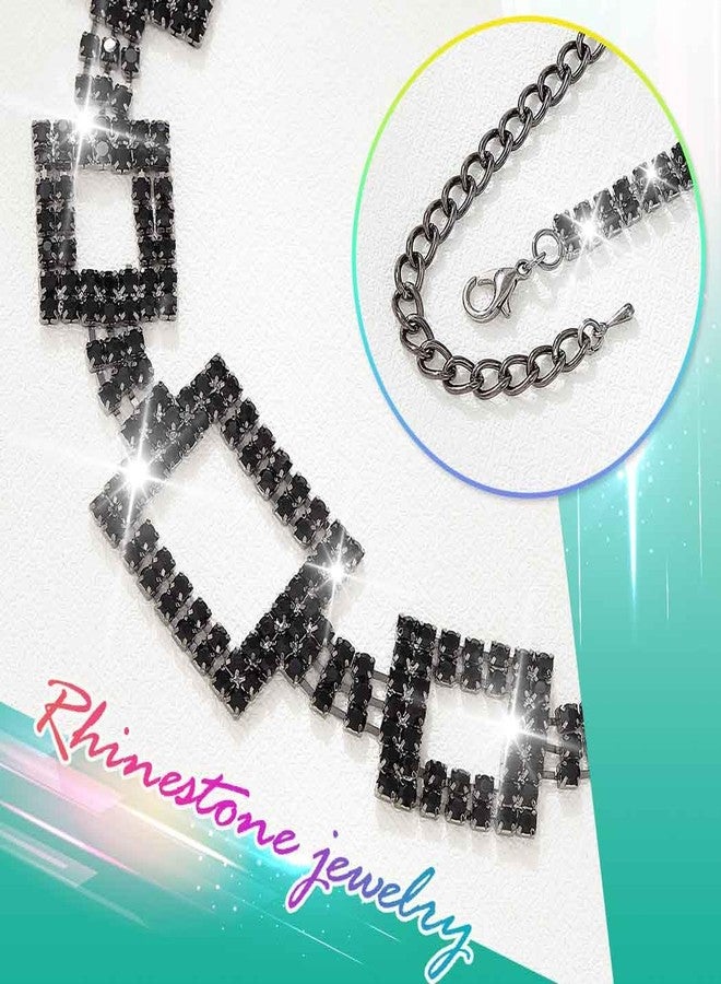 CLOACE Rhinestone Choker Necklace Diamond Row Necklaces Sparkly Prom Chain Jewerly for Women (Black) - Image 5
