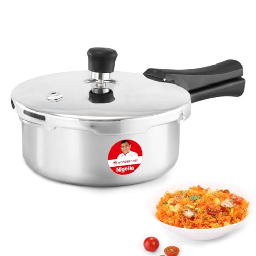 Wonderchef Nigella Triply Stainless Steel Pressure Cooker 2L, Outer Lid, Gas, Induction Compatible & Ceramic Cooktop, ISI Certified, Da Vinci Collection, Uniform Heating, 5-Year Warranty - Image 1