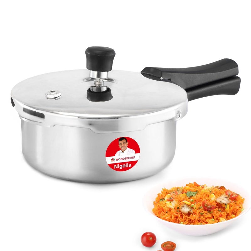 Wonderchef Nigella Triply Stainless Steel Pressure Cooker 2L, Outer Lid, Gas, Induction Compatible & Ceramic Cooktop, ISI Certified, Da Vinci Collection, Uniform Heating, 5-Year Warranty - Image 2
