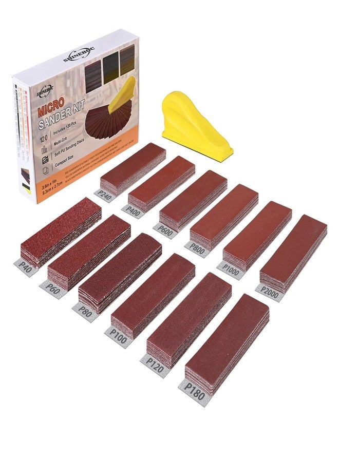 Shineboc 120 PCS Micro Sander Kit, Detail & Mini Hand Sanding Block, 40-2000 Grit Sandpaper Assortment for Wood, Crafts, Tight Spaces and DIY Projects - Image 1