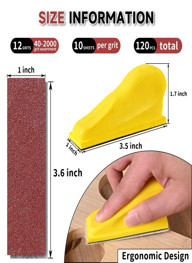 Shineboc 120 PCS Micro Sander Kit, Detail & Mini Hand Sanding Block, 40-2000 Grit Sandpaper Assortment for Wood, Crafts, Tight Spaces and DIY Projects - Image 2