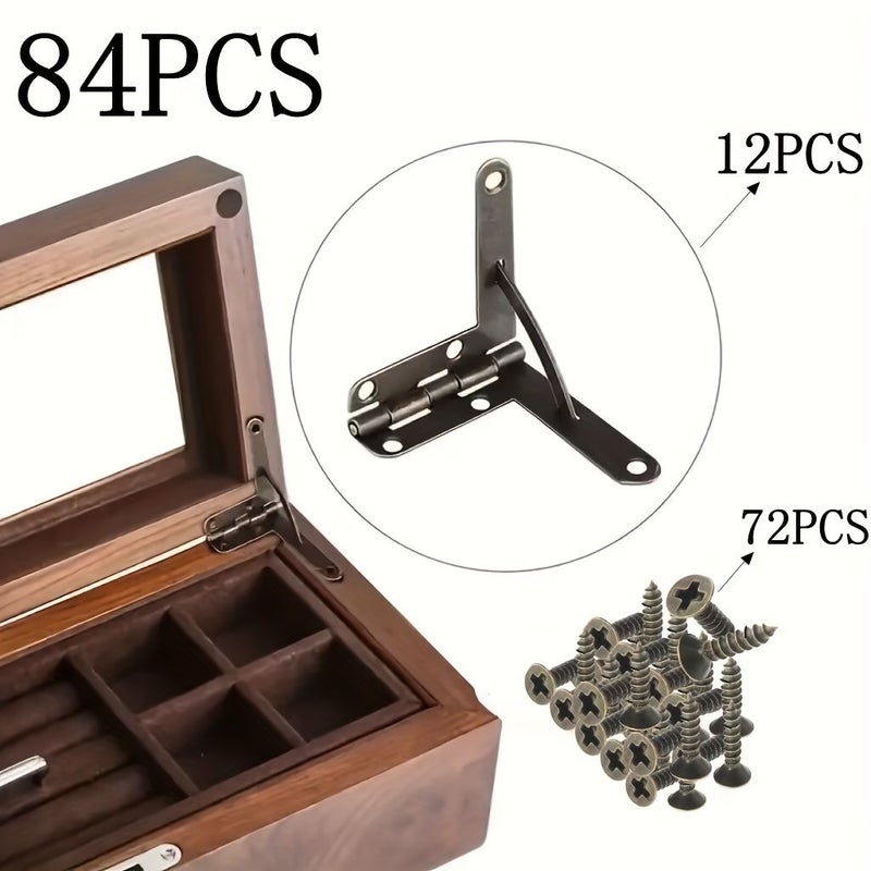 Bronze Self Closing Spring Hinges 84 Pieces With Screws For Boxes And Cabinets - Image 1