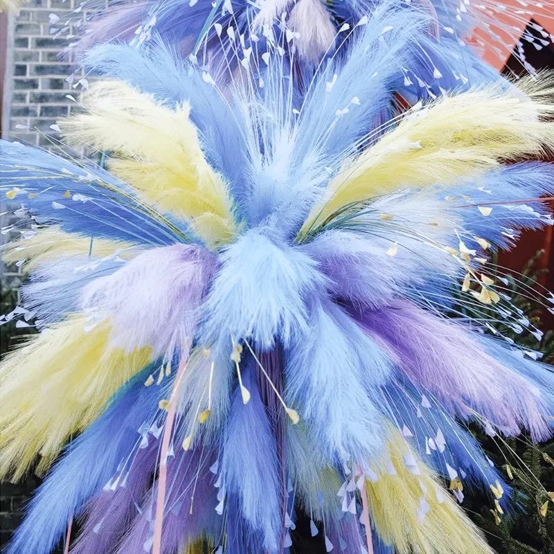 Bluejw G125 New Year Wedding Pink Pampas Grass - Colorful Firework Dried Plants Decor, Auditorium Flower Arrangement, Artificial Feather Plumes - Image 4