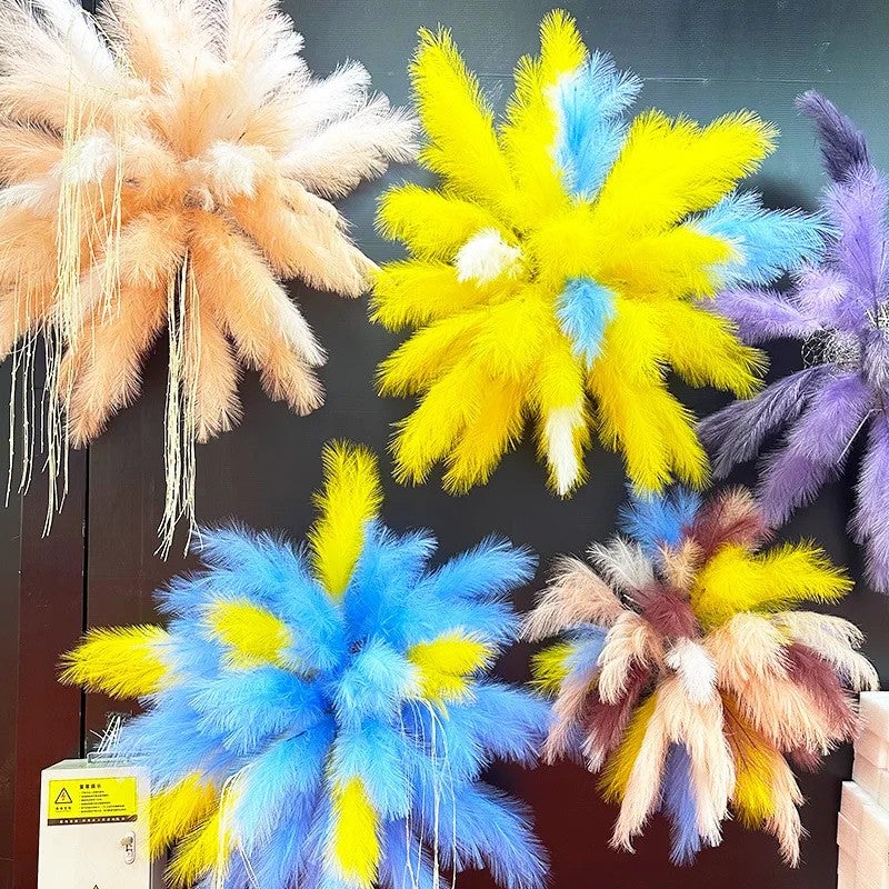 Bluejw G125 New Year Wedding Pink Pampas Grass - Colorful Firework Dried Plants Decor, Auditorium Flower Arrangement, Artificial Feather Plumes - Image 3