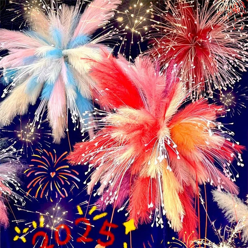 Bluejw G125 New Year Wedding Pink Pampas Grass - Colorful Firework Dried Plants Decor, Auditorium Flower Arrangement, Artificial Feather Plumes - Image 5