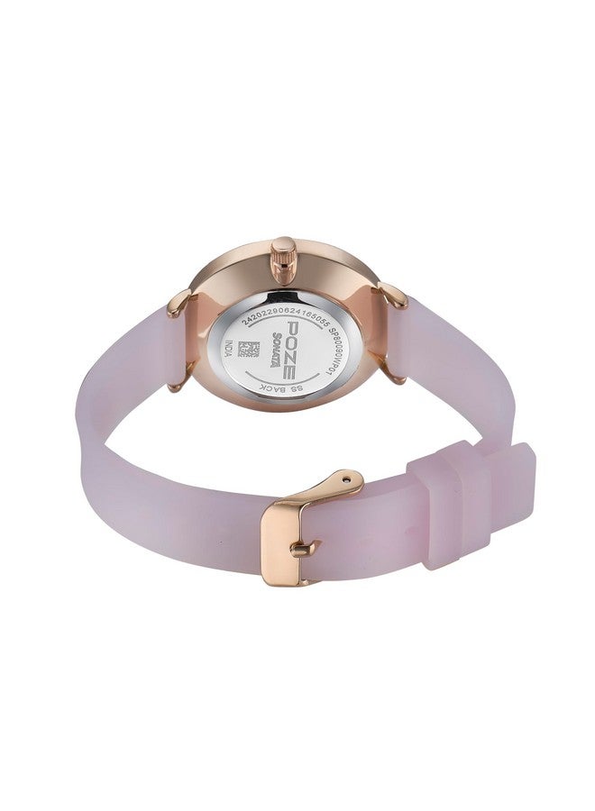 Sonata Poze Quartz Pink Dial Pink Leather Strap for Women-SP80090WP01W - Image 5