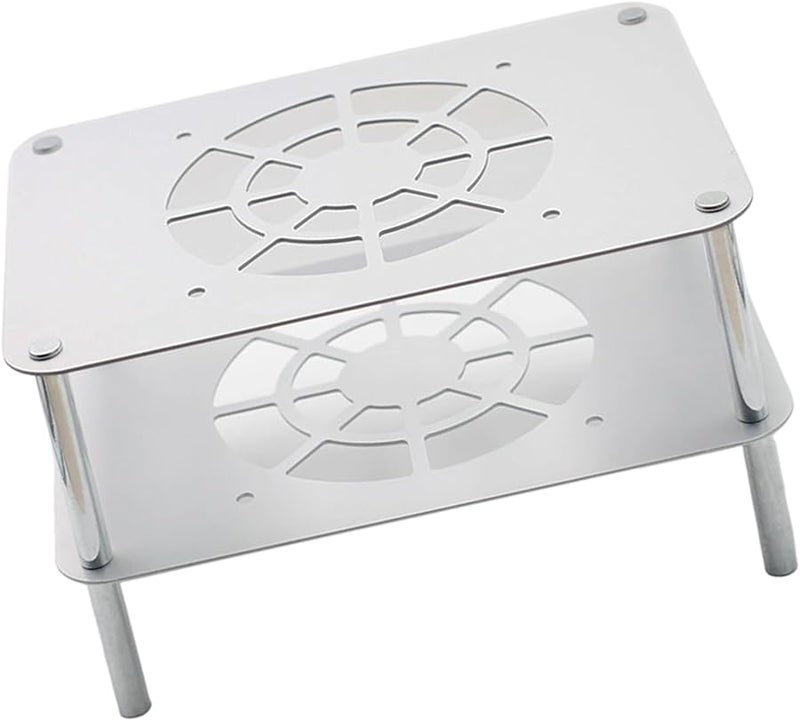 Two Tier Aluminum Router Cooling Rack Silver Efficient Heat Dissipation Silent Operation silver - Image 5