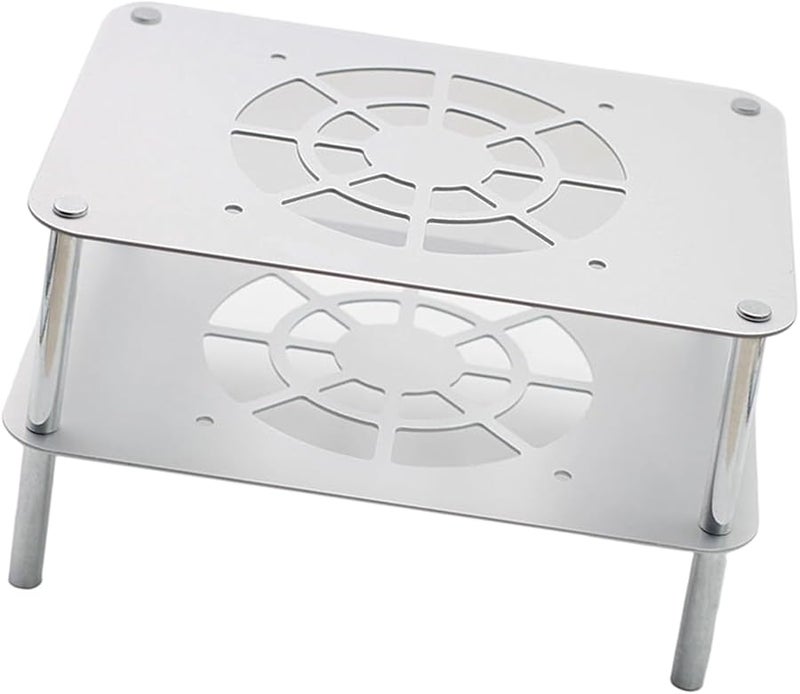 Two Tier Aluminum Router Cooling Rack Silver Efficient Heat Dissipation Silent Operation silver - Image 1
