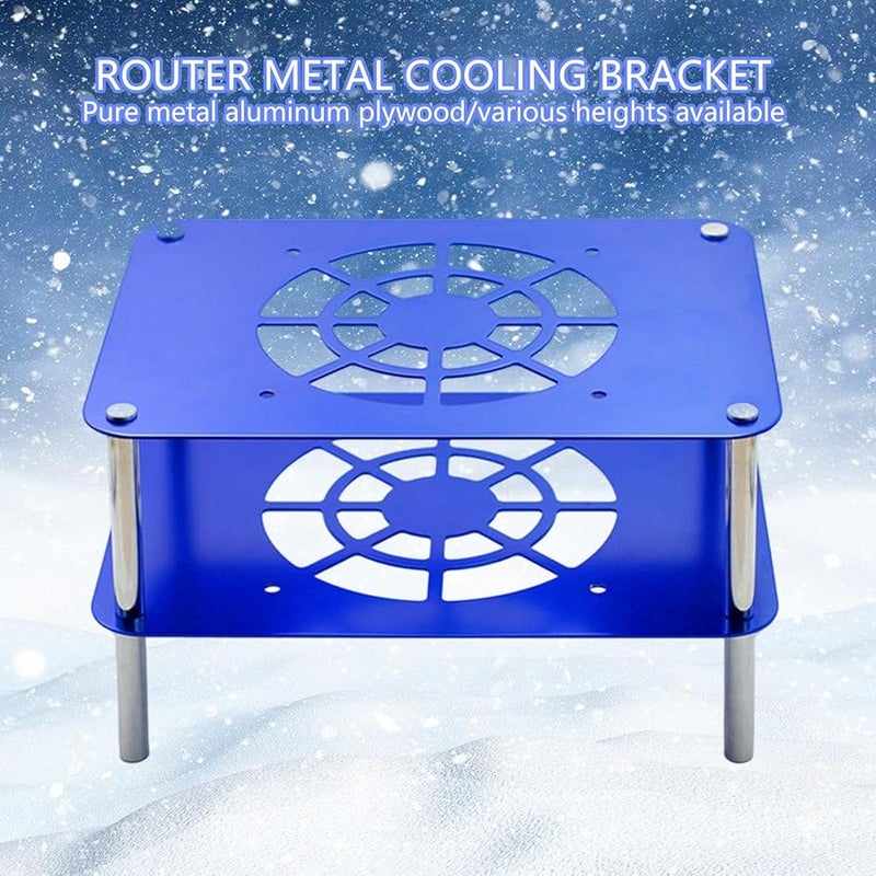 Two Tier Aluminum Router Cooling Rack Silver Efficient Heat Dissipation Silent Operation silver - Image 3