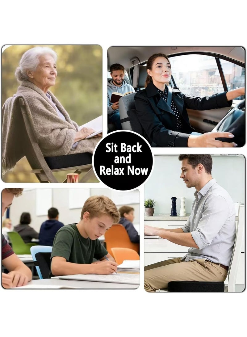 Memory Foam Seat Cushion and Lumbar Support Pillow Set for Office Chair Car and Wheelchair, Ergonomic Coccyx and Lower Back Support for Comfortable Sitting - Image 2