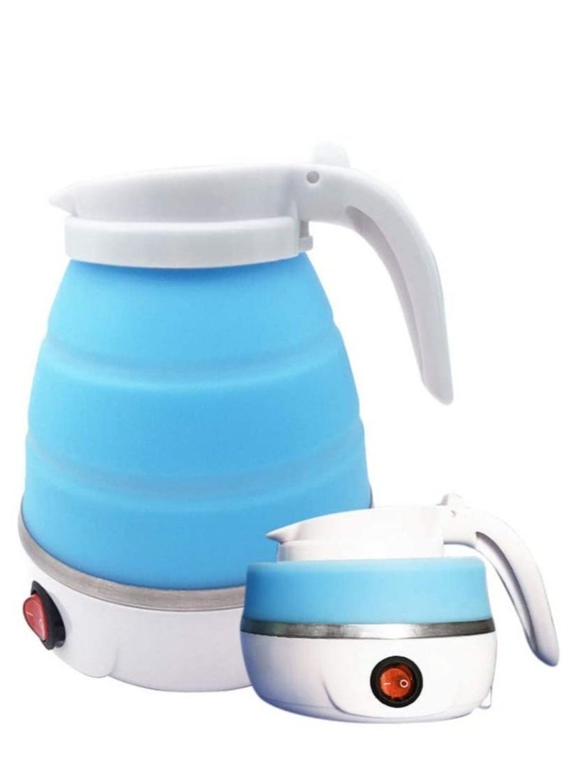 ELTRAZONE Foldable kettle, Portable Foldable Electric Kettle for Travel Food Grade Silicone Electric Water Heater Collapses with Separable Power Cord Ideal for Hiking Camping and indoor(0.6L, blue) - Image 1