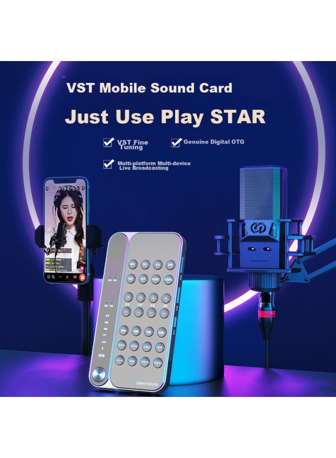 Seeknature Senran Star Sound Card Kit For Mobile Phone Computer, Desktop, Douyin, Kuaishou, Universal For Streamers, Singing, Quanmin K Song, Recording Equipment Complete Set With Condenser Microphone - Image 2