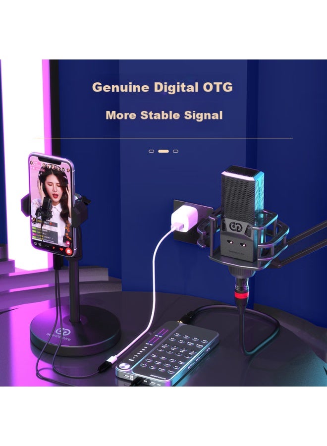 Seeknature Senran Star Sound Card Kit For Mobile Phone Computer, Desktop, Douyin, Kuaishou, Universal For Streamers, Singing, Quanmin K Song, Recording Equipment Complete Set With Condenser Microphone - Image 3