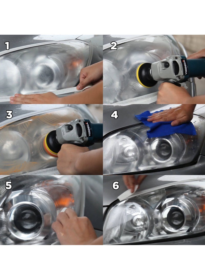 Visbella Visbella DIY Headlight Restoration Kit | Headlight Renewal with Protectant | Fix, Remove, Buff, and Polish Cloudy Headlights, Taillights, Fog Lights, and Directional Lights  - Image 2