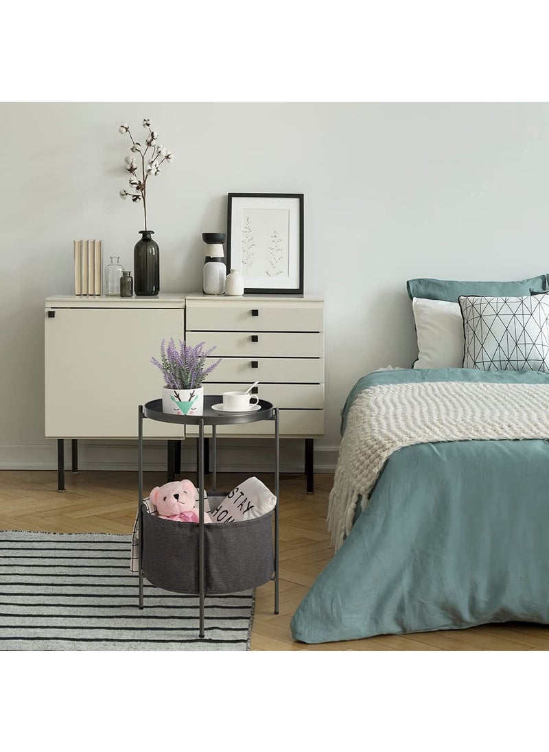 AnneFish - Living Room Double Layer Small Home Coffee Table Side Table With Cloth Bag Can Be Used As Tray - Image 1