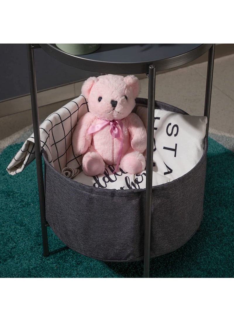 AnneFish - Living Room Double Layer Small Home Coffee Table Side Table With Cloth Bag Can Be Used As Tray - Image 1