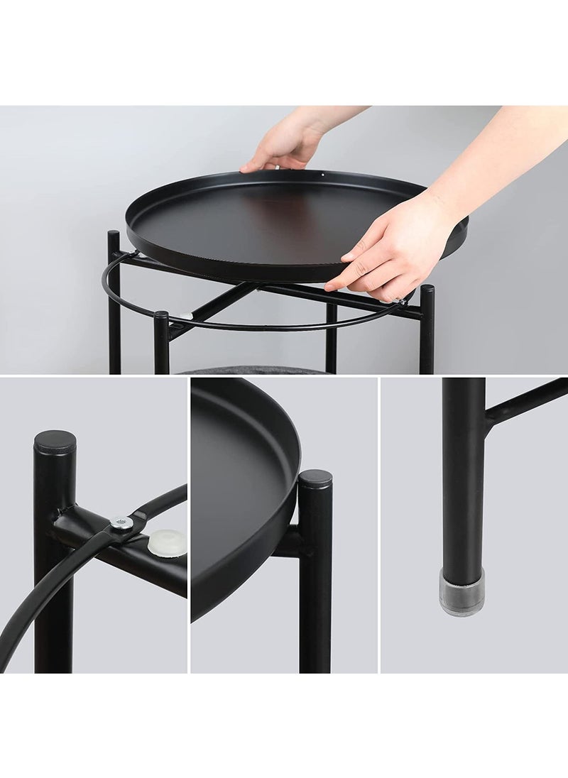AnneFish - Living Room Double Layer Small Home Coffee Table Side Table With Cloth Bag Can Be Used As Tray - Image 1