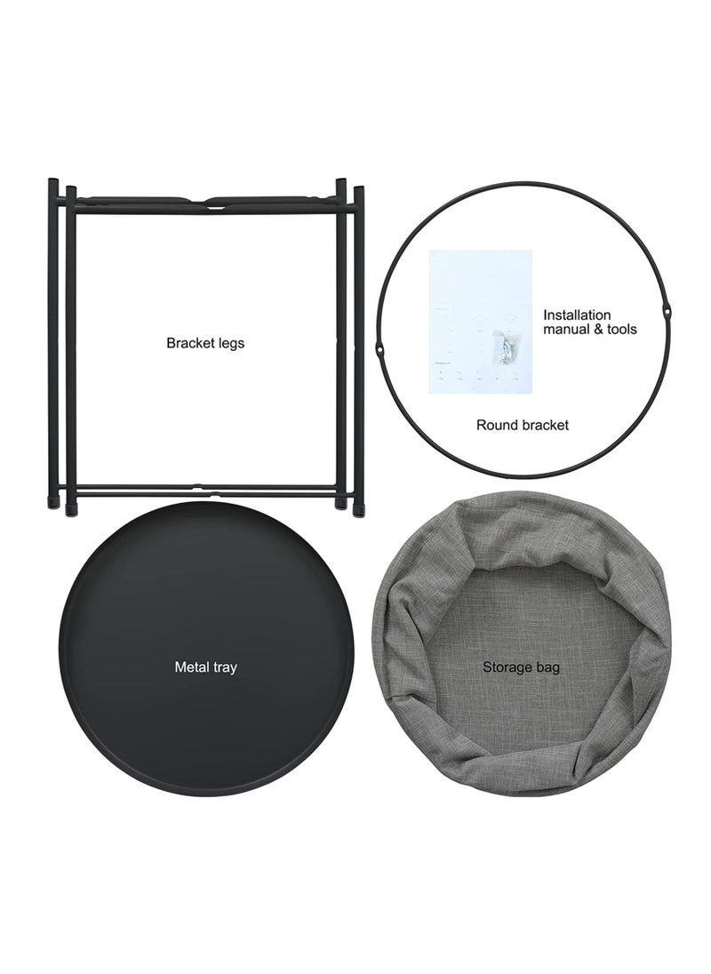 AnneFish - Living Room Double Layer Small Home Coffee Table Side Table With Cloth Bag Can Be Used As Tray - Image 1