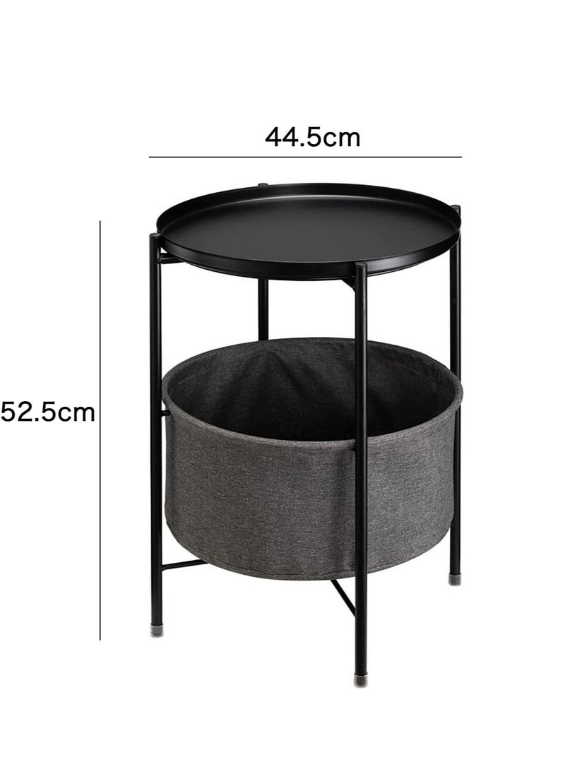 AnneFish - Living Room Double Layer Small Home Coffee Table Side Table With Cloth Bag Can Be Used As Tray - Image 1