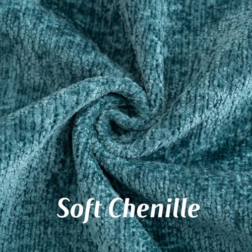 FUTEI Teal Chenille Throw Pillow Covers 18x18 Inch Set of 2Soft Cozy Bound Edge Design Cushion CaseHome Decor for Couch Bed Living Room - Image 3