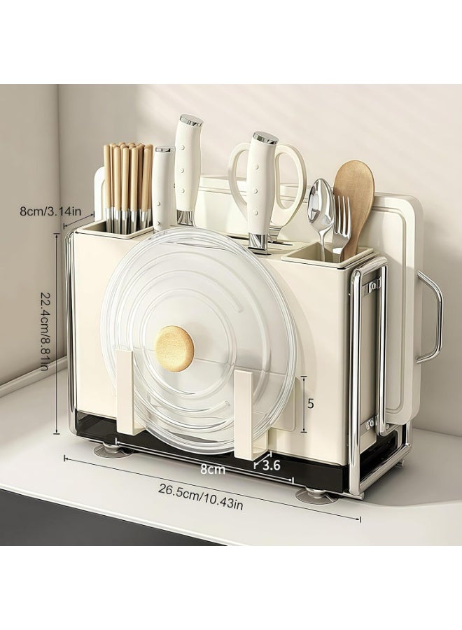 كيلا حامل كتلة السكاكين العالمي، منظم تخزين حامل سكاكين المطبخ، حامل أدوات المطبخ، رف لوح التقطيع، منظم سكاكين ثابت كبير الحجم 6 فتحات - Image 3