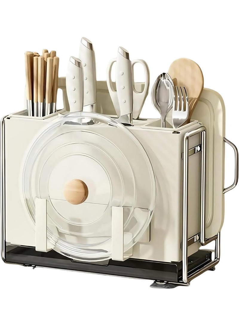 كيلا حامل كتلة السكاكين العالمي، منظم تخزين حامل سكاكين المطبخ، حامل أدوات المطبخ، رف لوح التقطيع، منظم سكاكين ثابت كبير الحجم 6 فتحات - Image 1