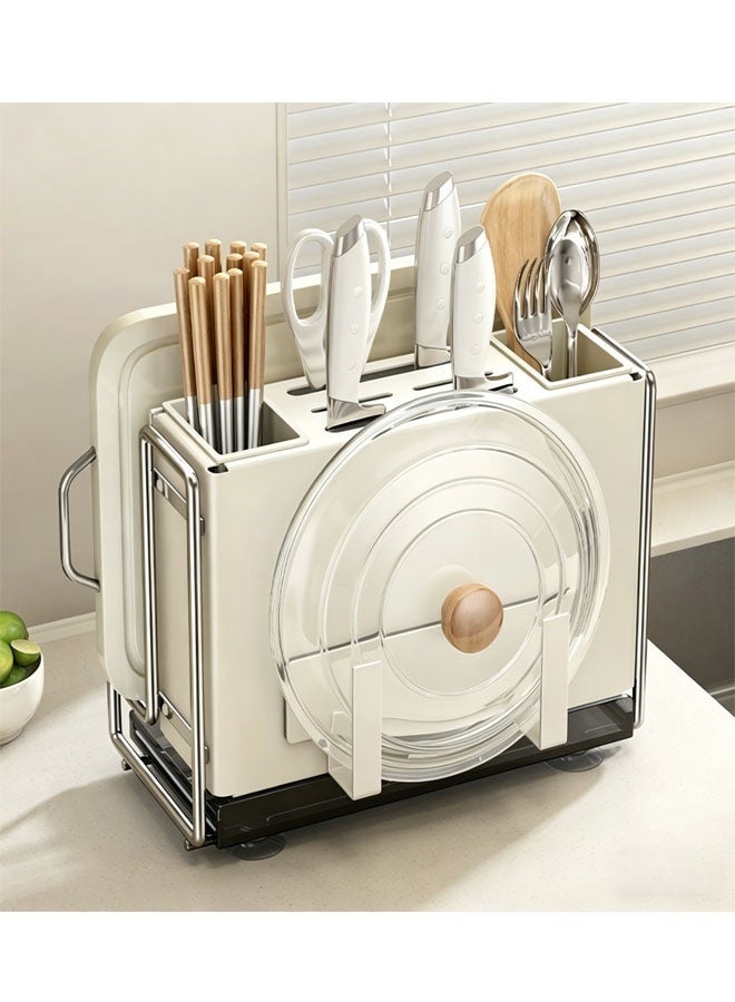 Bukela BIG Kitchen Knives Holder Storage & Cutting Board Holder Stand Unique Slot Design Multifunctional Kitchen Spoon and Chopsticks Holder Kitchen Knives & Accessories(White) - Image 1