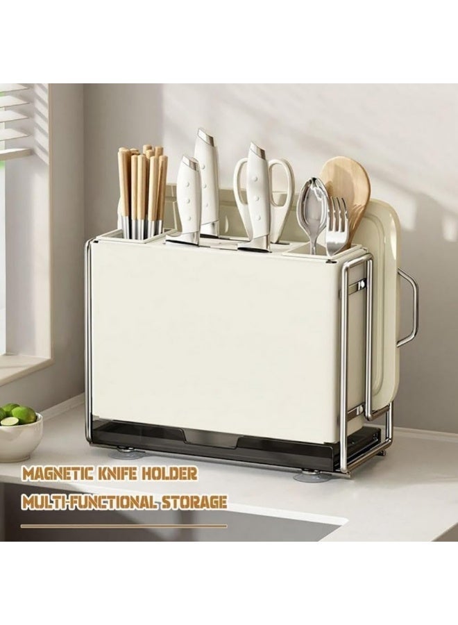 Bukela BIG Kitchen Knives Holder Storage & Cutting Board Holder Stand Unique Slot Design Multifunctional Kitchen Spoon and Chopsticks Holder Kitchen Knives & Accessories(White) - Image 2
