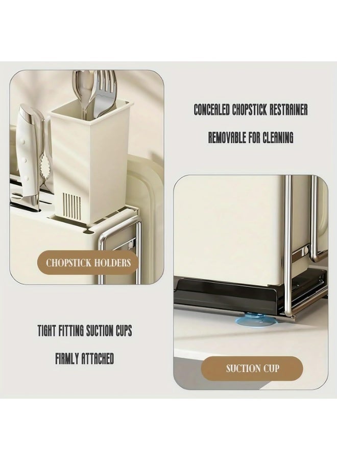 Bukela BIG Kitchen Knives Holder Storage & Cutting Board Holder Stand Unique Slot Design Multifunctional Kitchen Spoon and Chopsticks Holder Kitchen Knives & Accessories(White) - Image 4