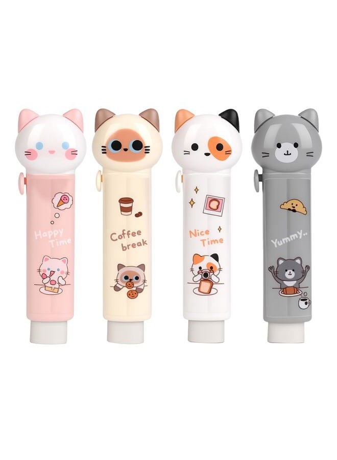 PANDENNER Retractable Pencil Eraser, Cute Erasers,Cat Eraser,Suitable for School Home Office Supplies, 4Pcs (Eraser-cat) - Image 1