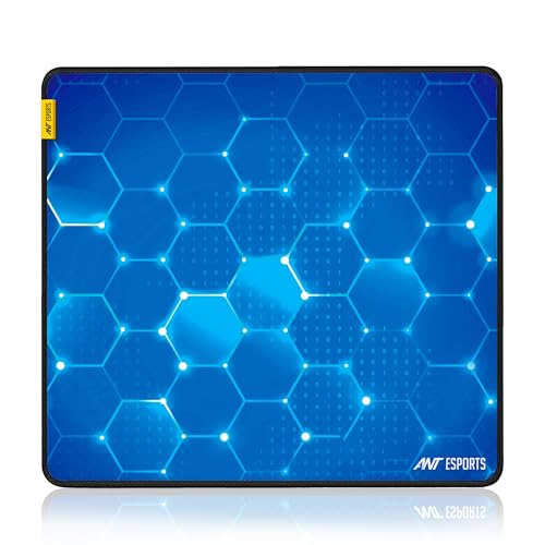Ant Esports Hexa Mouse Pad 260X210X3mm Anti-fray Stitching, Waterproof Surface & Non-Slip Rubber Base Stitched Edges Gaming Mouse Mat for Laptop, Compatible with Laser and Optical Mice – Blue Hexagon - Image 1