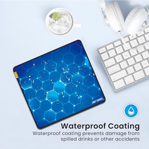 Ant Esports Hexa Mouse Pad 260X210X3mm Anti-fray Stitching, Waterproof Surface & Non-Slip Rubber Base Stitched Edges Gaming Mouse Mat for Laptop, Compatible with Laser and Optical Mice – Blue Hexagon - Image 3