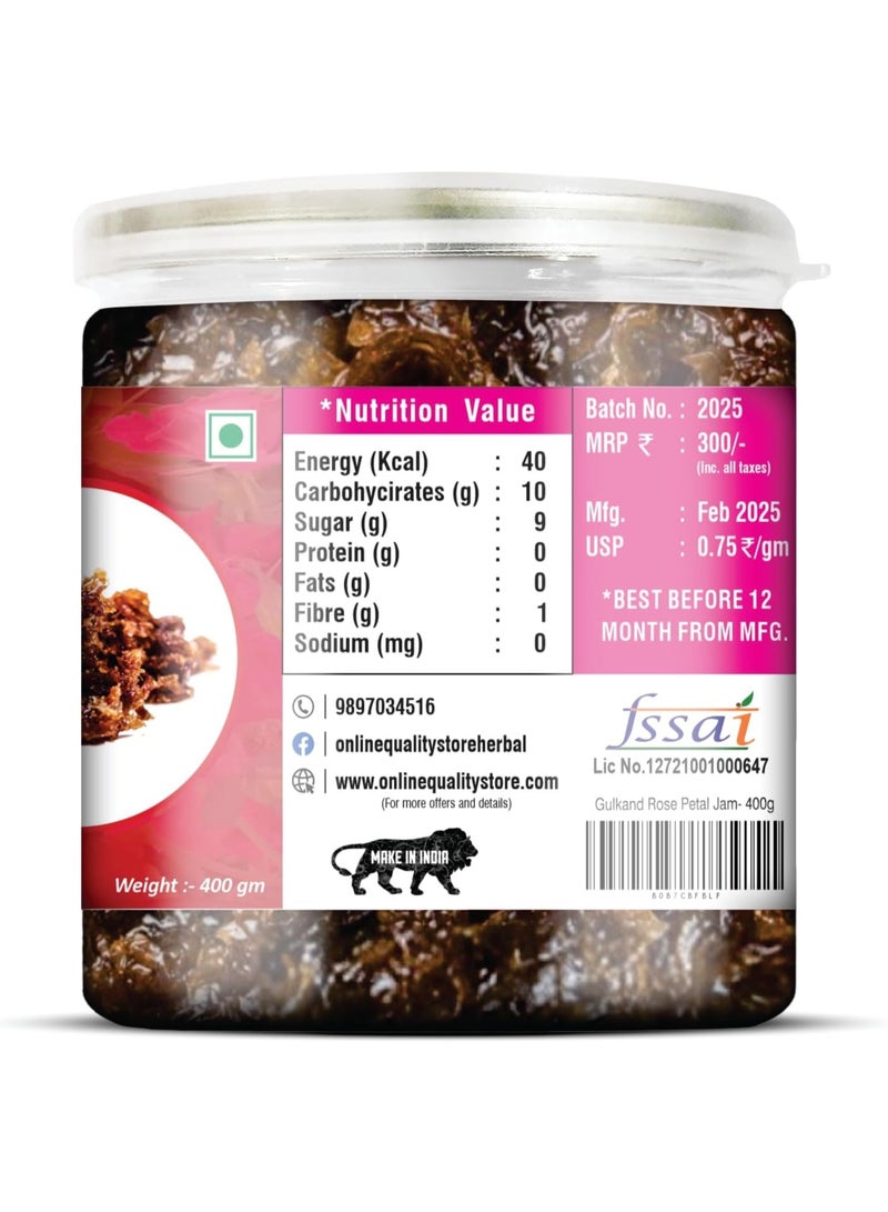 Online Quality Store Natural Gulkand (Rose Petal Jam), 400g - Image 3
